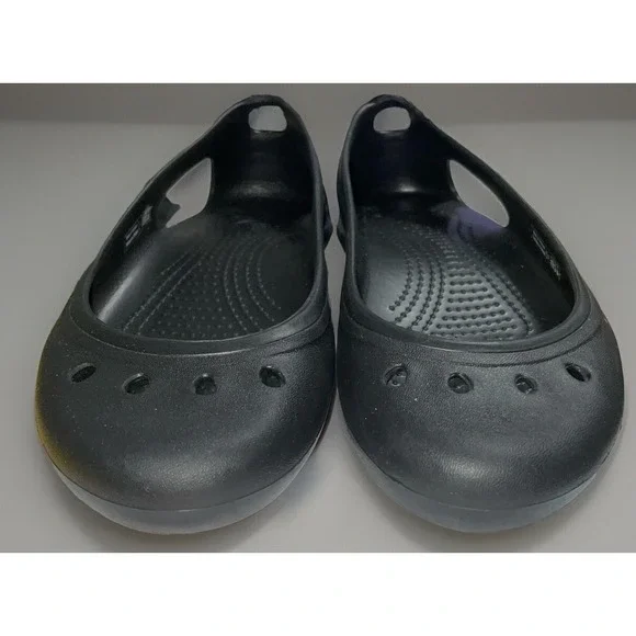 Crocs Womens Size 7 Sandals Black Rubber Ballet Flats Shoes Slip On Kadee - Picture 5 of 6